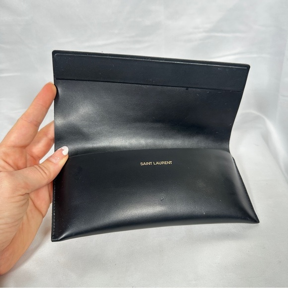 Saint Laurent Black Leather Magnetic Sunglasses / Eyeglasses Case - Picture 6 of 11